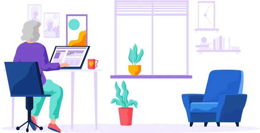 Person tries to use computer studies technology  Illustration