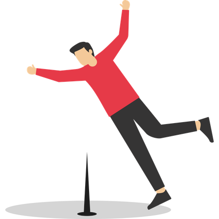 Person tripping over  sharp spike on ground  Illustration
