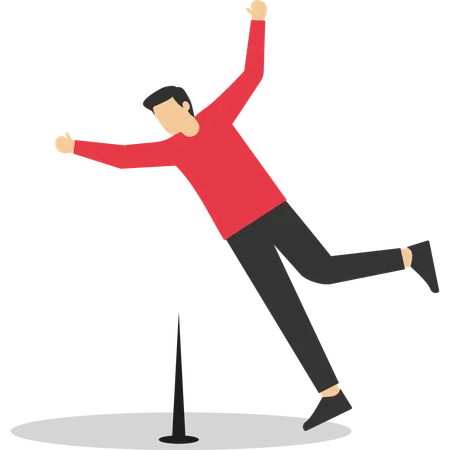 Person tripping over  sharp spike on ground  Illustration