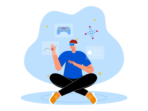 Person using metaverse tech  Illustration