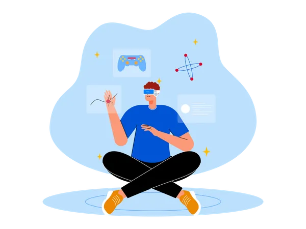 Person using metaverse tech  Illustration