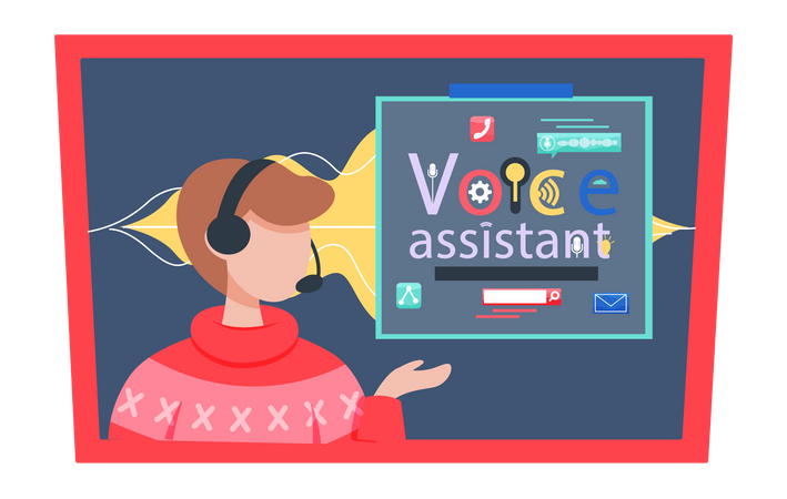 Person using voice assistant service Illustration