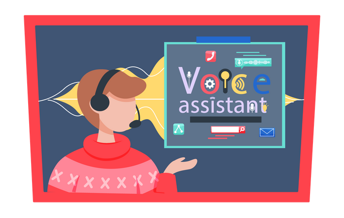 Person using voice assistant service  Illustration