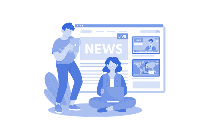 Person Watching Global News Online  Illustration