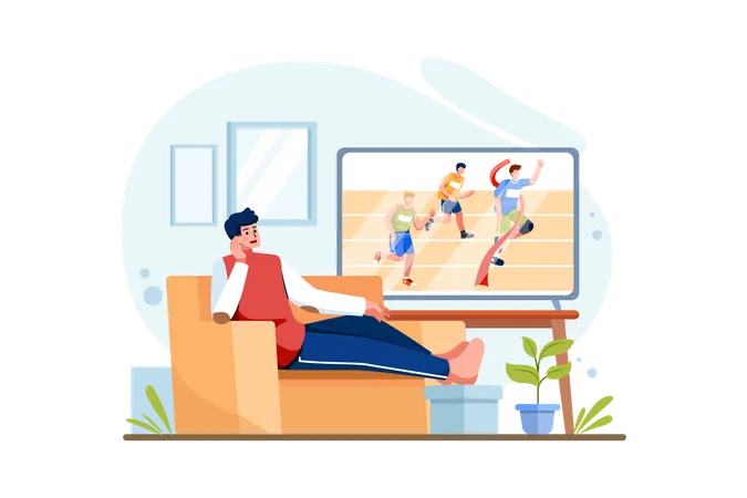 Person watching sports on television Illustration