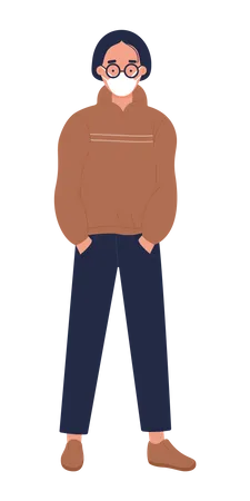Person Wearing Face Mask  Illustration