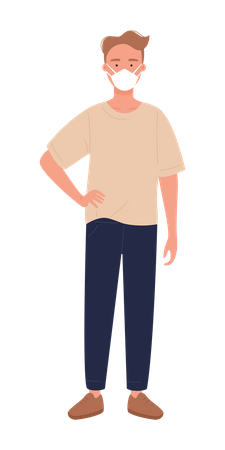 Person Wearing Face Mask  Illustration