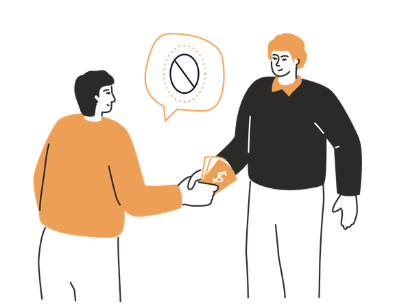Person who gives money to another  Illustration