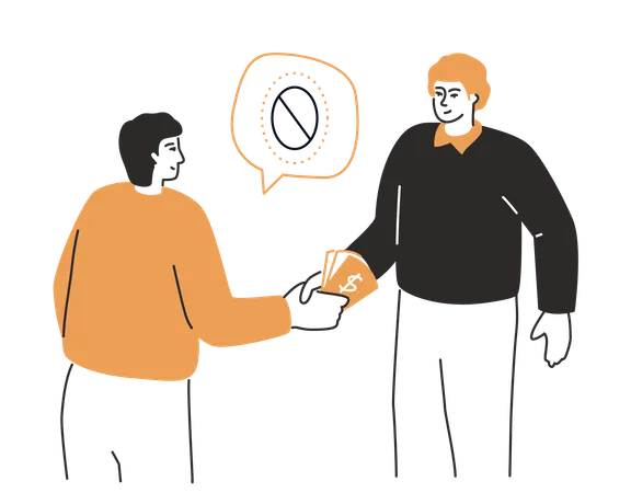 Person who gives money to another  Illustration