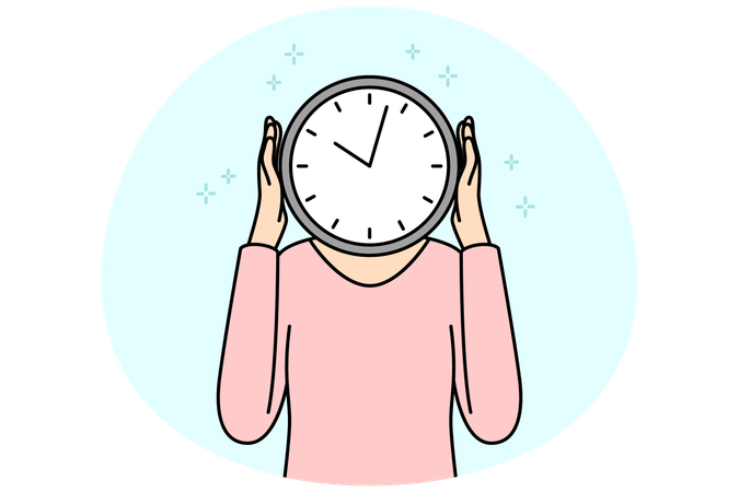 Person with clock instead of head  Illustration