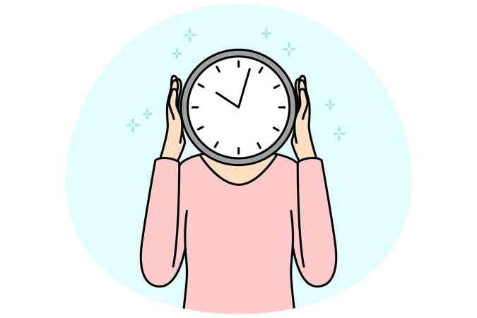 Person with clock instead of head  Illustration