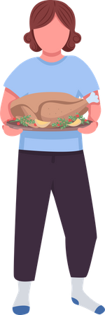 Person with cooked turkey  Illustration