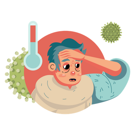 Person with high fever  Illustration