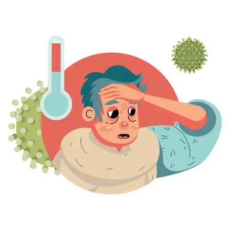 Person with high fever  Illustration