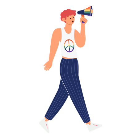 Person with  Megaphone and Peace Sign Shirt Celebrate Diversity and Inclusion  Illustration