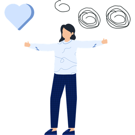 Person with Open Arms and Heart Symbol Expressing Approval and Positive Emotions  Illustration
