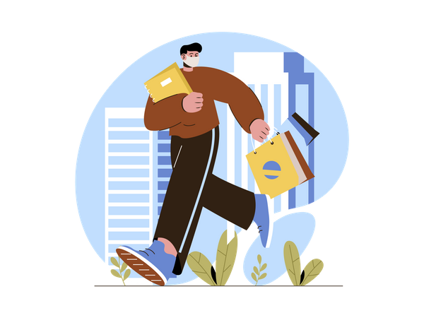Person with shopping bag Illustration
