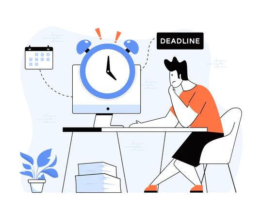 Person working under deadline Illustration
