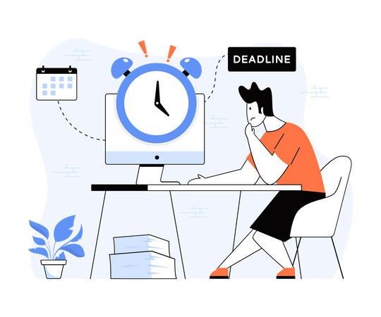 Person working under deadline  Illustration