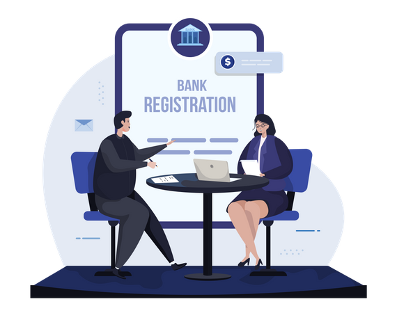Persona de negocios Apertura de cuenta bancaria  Ilustración
