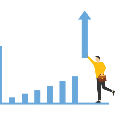 Persona de negocios creando acciones de éxito  Ilustración