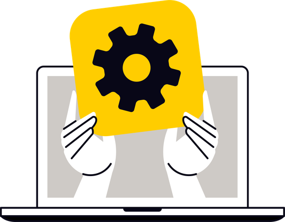 Persona de negocios realizando configuración en línea  Ilustración