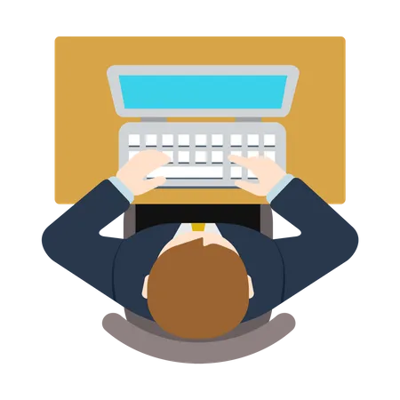 Persona de negocios trabajando en una computadora portátil  Ilustración