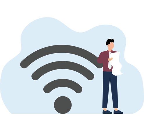 La persona en la zona de internet libre está trabajando en un teléfono.  Ilustración