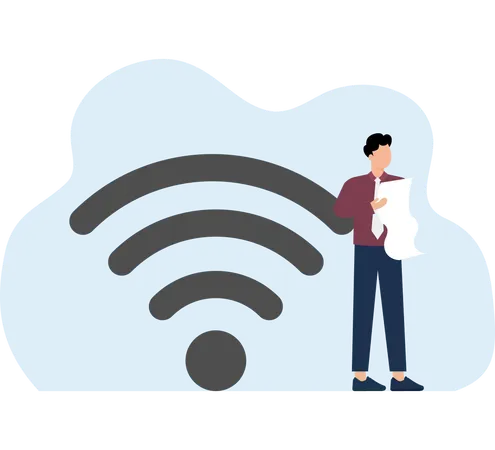 La persona en la zona de internet libre está trabajando en un teléfono.  Ilustración