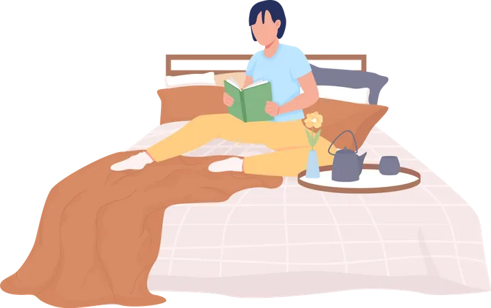 Persona leyendo en la cama  Ilustración