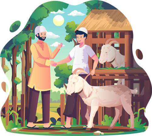 Musulmán compra cabra para celebrar Eid al-Adha  Ilustración