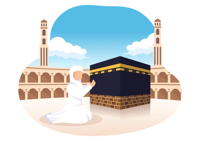 Persona musulmana rezando  Ilustración