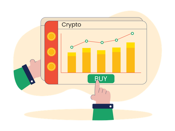 Persona que compra criptomonedas con fines de lucro  Ilustración