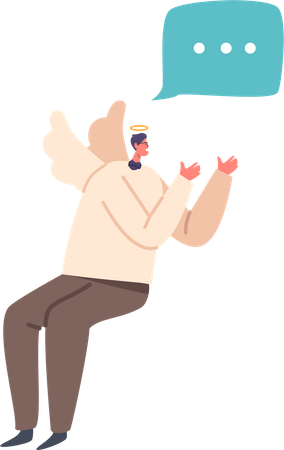 Personagem de anjo celestial com balão de fala  Ilustração