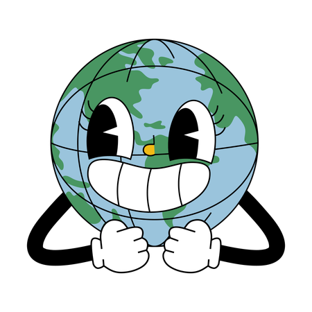 Personagem brincalhão da Terra sorrindo  Ilustração