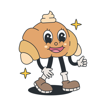 Personagem de croissant mostrando polegares para cima  Ilustração