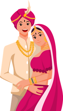 Personagem de casamento indiano  Ilustração
