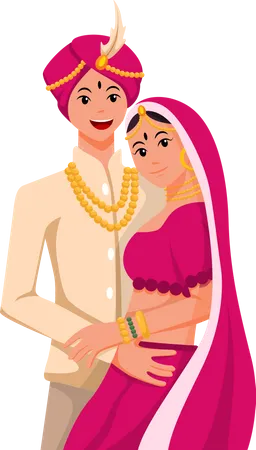 Personagem de casamento indiano  Ilustração