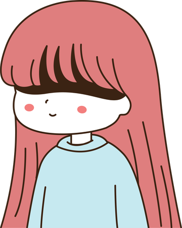 Personagem de menina chibi fofa de cabelo longo vermelho  Ilustração