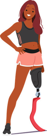 Personagem de menina atleta jovem inválida e confiante com lâmina de corrida  Illustration