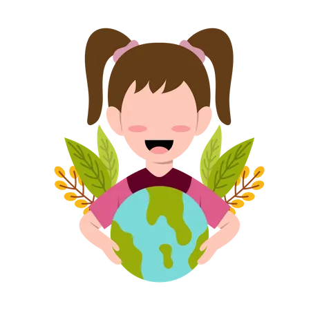 Personagem de menina para Save Planet  Ilustração