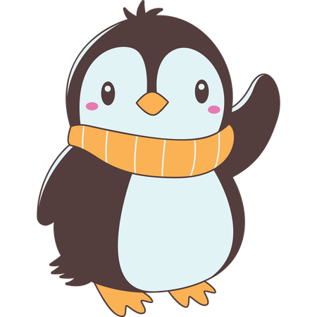 Personagem pinguim fofo usando lenço  Ilustração