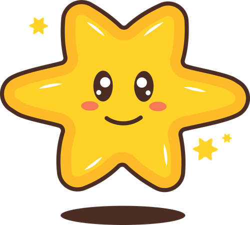 Personagem de estrelinha cintilante com expressão feliz  Ilustração