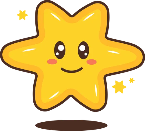 Personagem de estrelinha cintilante com expressão feliz  Ilustração