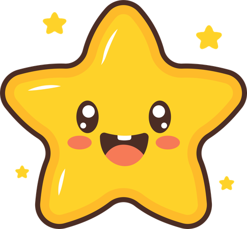 Personagem de estrelinha cintilante com expressão feliz  Ilustração