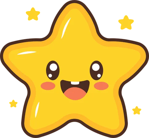 Personagem de estrelinha cintilante com expressão feliz  Ilustração