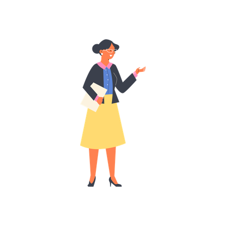 Personagem feminina amigável em pé  Ilustração