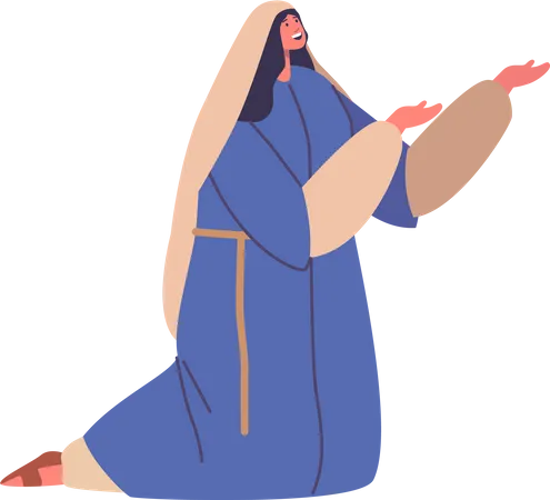 Antiga personagem feminina israelita em profunda oração  Ilustração