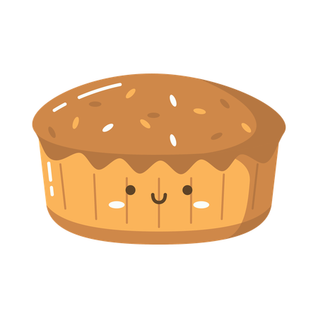 Personagem fofo de bolo delicioso cupcake pão padaria sobremesa comida doce  Ilustração