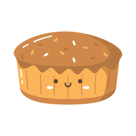 Personagem fofo de bolo delicioso cupcake pão padaria sobremesa comida doce  Ilustração